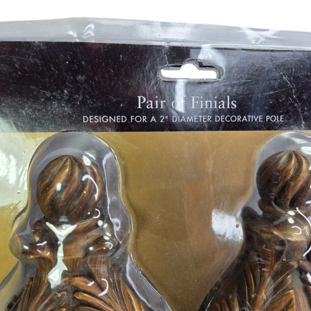 Signature Collection CROSCILL Pair Of Finials Decorative Wood For Rod End Cap Nw
